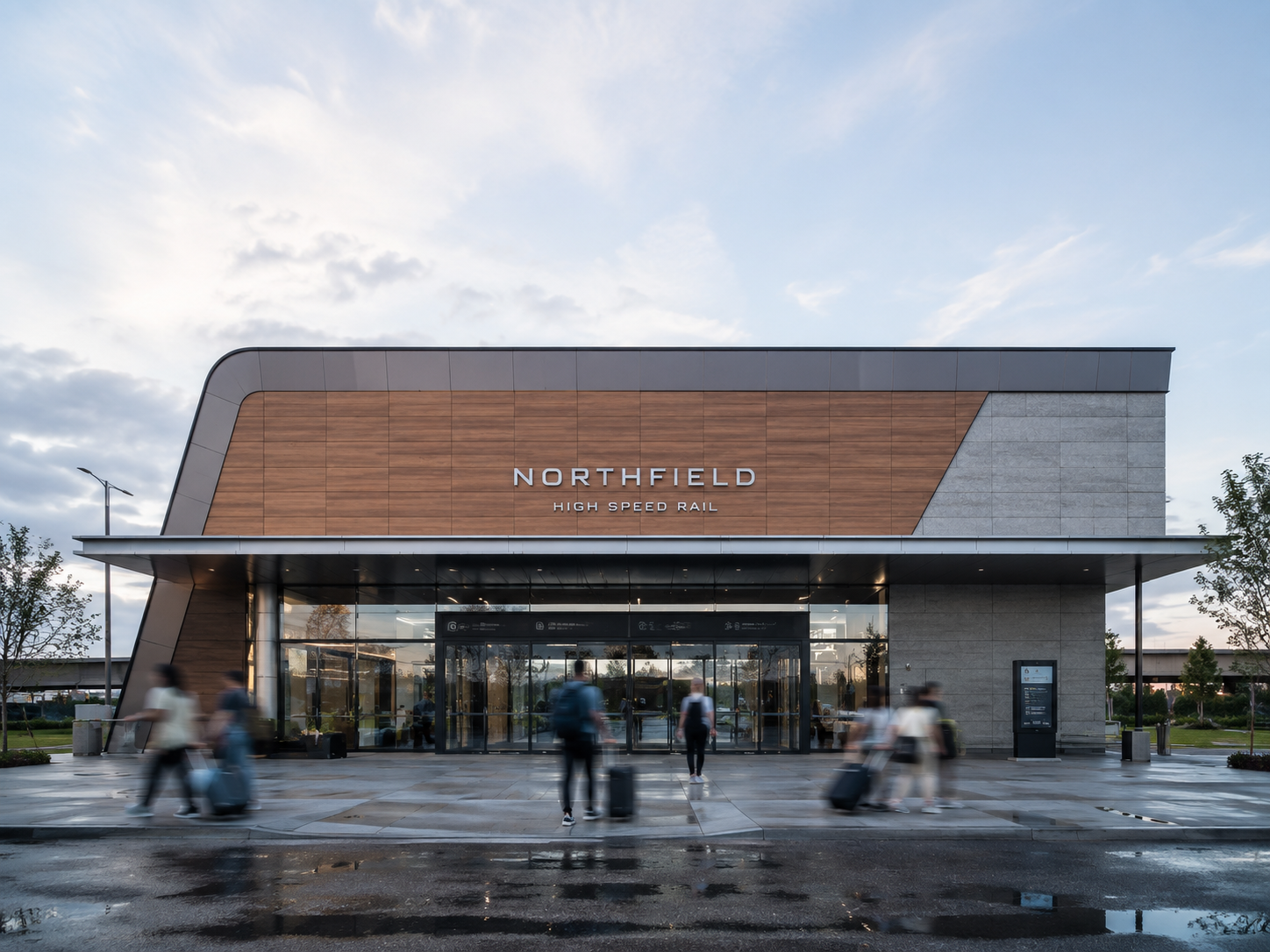 Bullet train station facade HPL cladding project